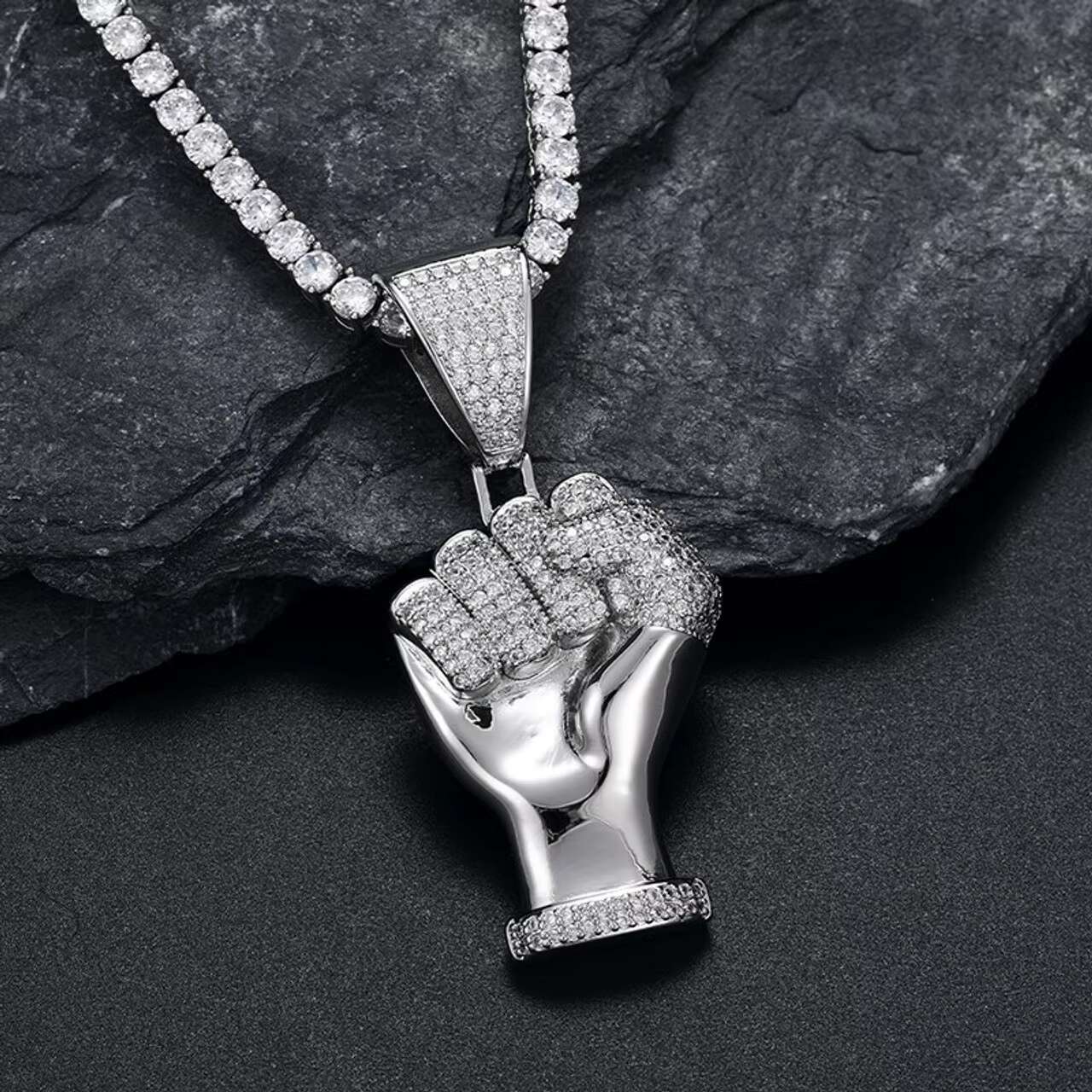 Elegant Hip Hop-Inspired Male Accessories: Solid 925 Silver Filled With Sparkling Moissanites