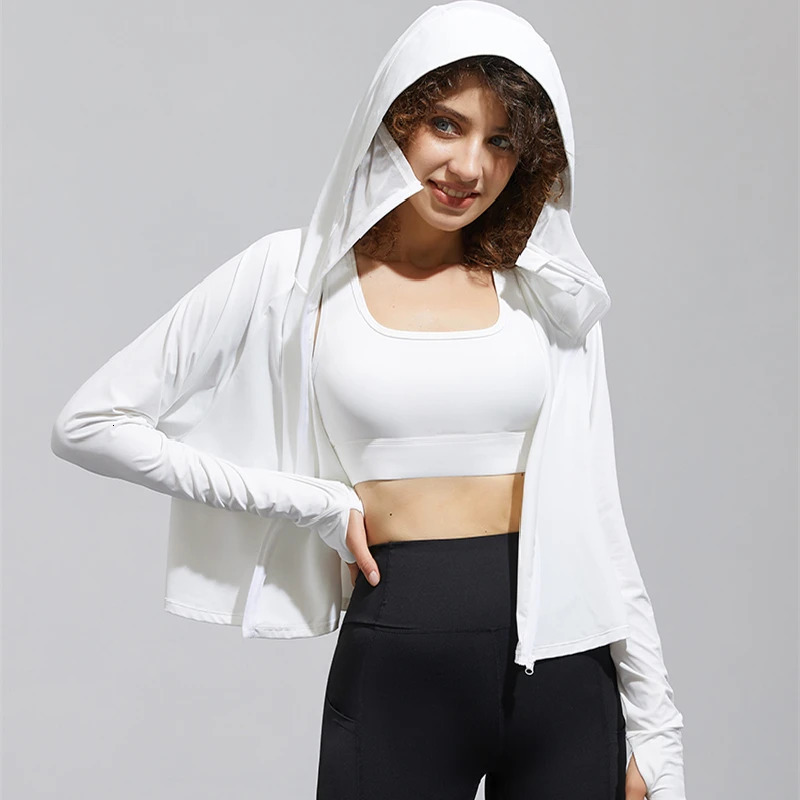 Long Sleeve Hoody Sun Protection Clothing Summer Women UV Jacket Hooded Thin Beach Sweatshirt 250617