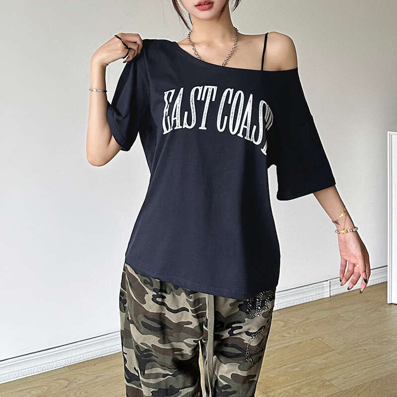 Summer New Women's Street Fashion Letter Print Short Sleeve Crop Top T-Shirt B5
