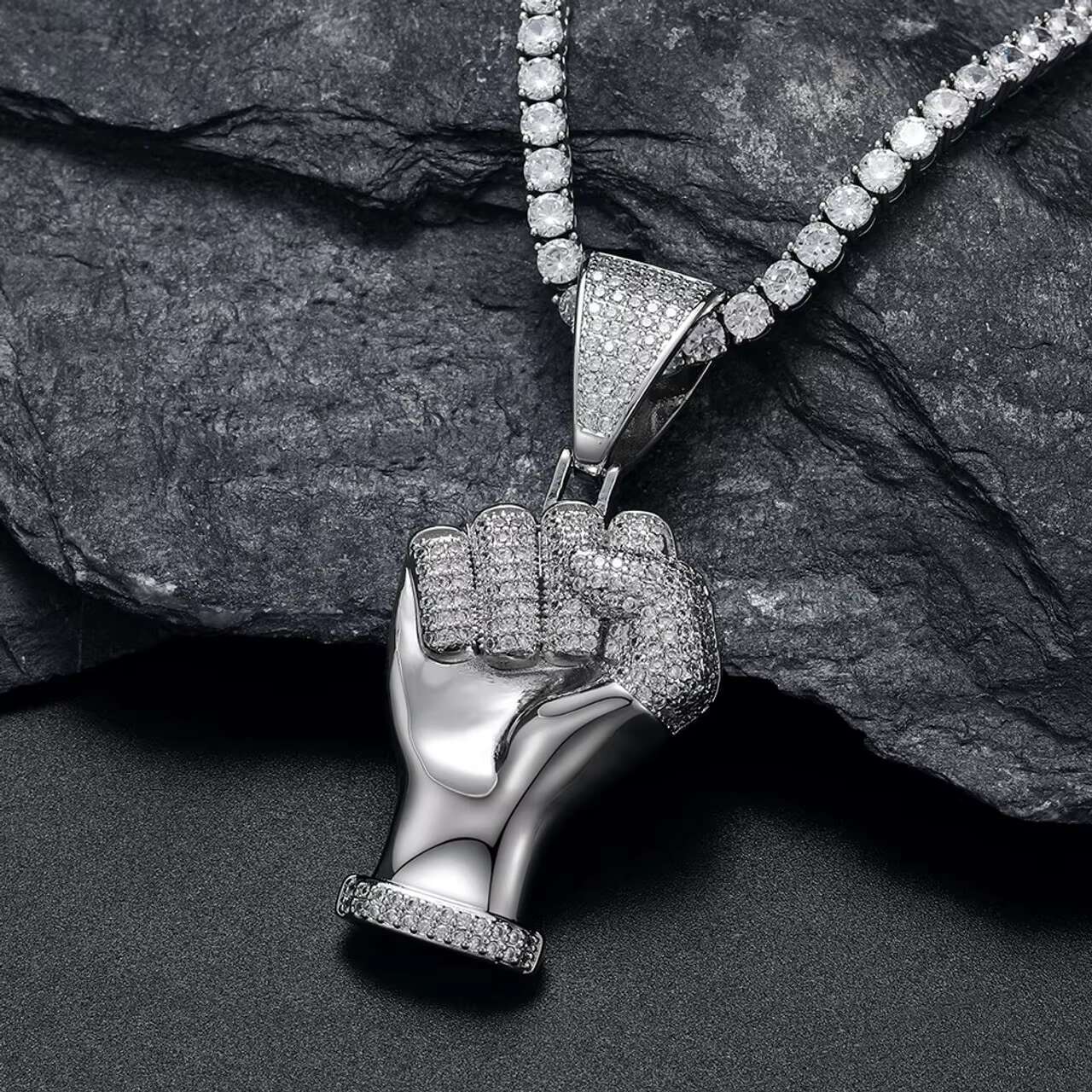 Elegant Hip Hop-Inspired Male Accessories: Solid 925 Silver Filled With Sparkling Moissanites