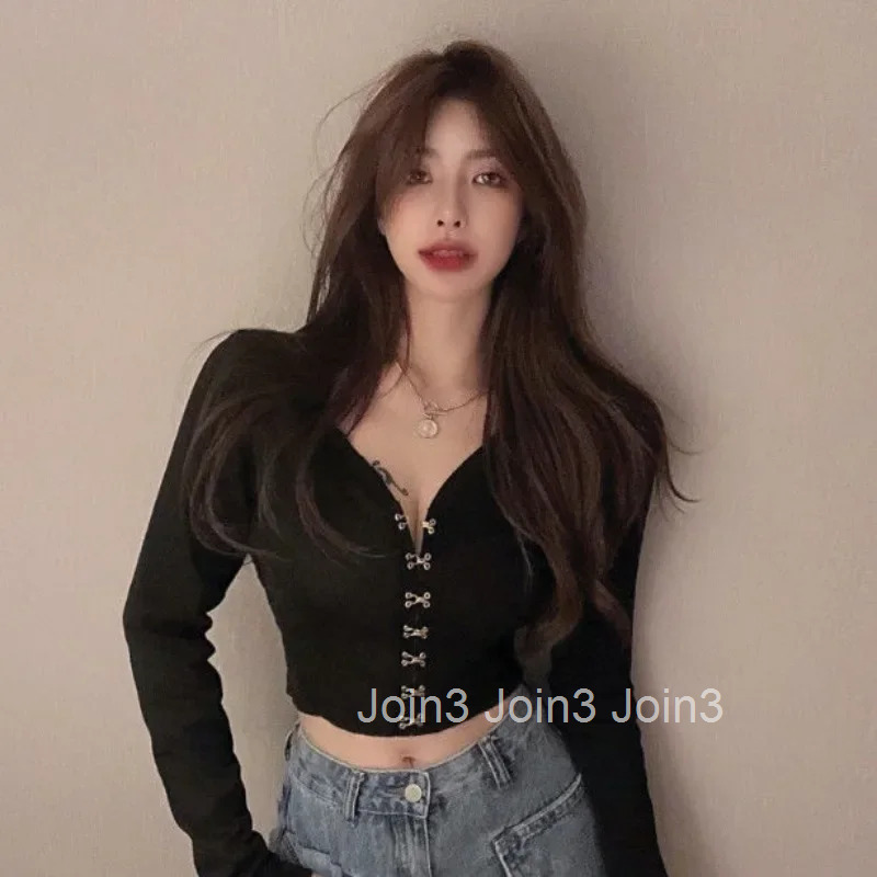 Top Female Crop Polyester Womens Long Sleeve T-shirt Autumn Winter Sale Youthful Clothes Y2k Tee Korean Streetwear Reviews Yk2