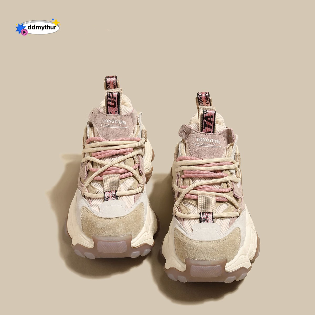 European Style Height Increasing Dad Shoes for Women, Niche Spring Autumn New Versatile Shoes, Casual Thick-Soled Sneakers, Lightweight and Comfortabl