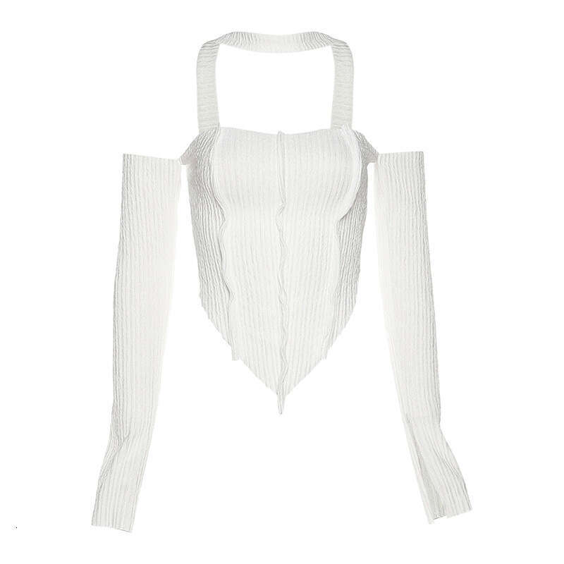 Autumn New Women's Fashion Solid Color Slim Fit Crop Irregular Halter Neck Tank Top B5
