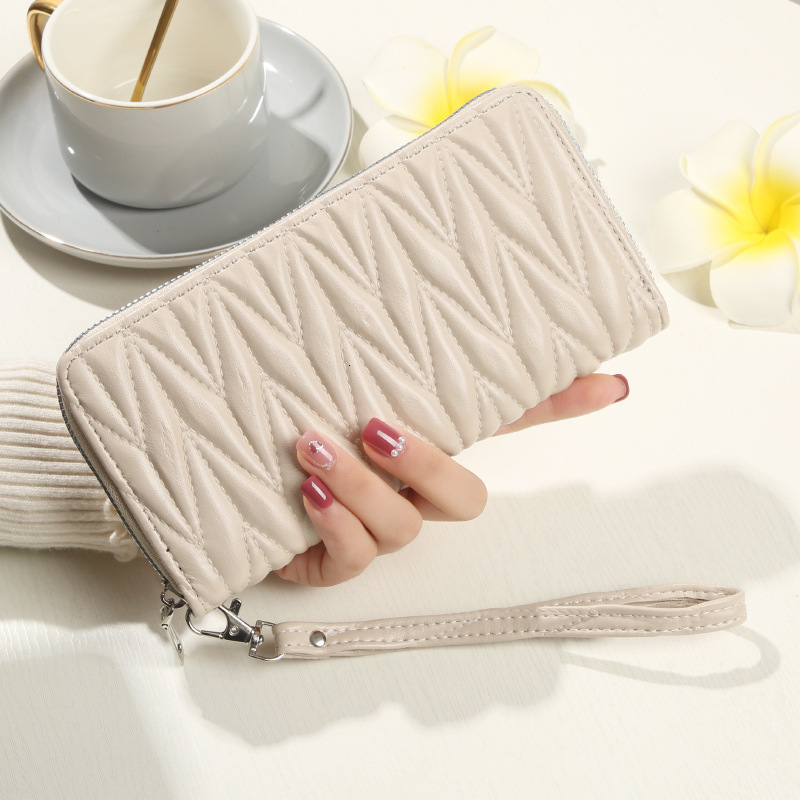 Free Shipping Designer New Single Pull Women's Luxury Bag Wallet Zipper Clutch Fashionable Large Capacity Soft Leather Coin Purse Phone Bag