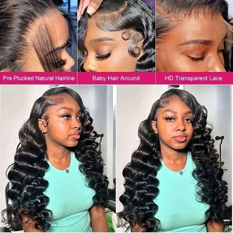 Loose Deep Wave Wig 13x4 13X6 5X5 4X4 Transparent Front Pre Plucked Brazilian Remy Human Hair Frontal Lace Wigs 220%