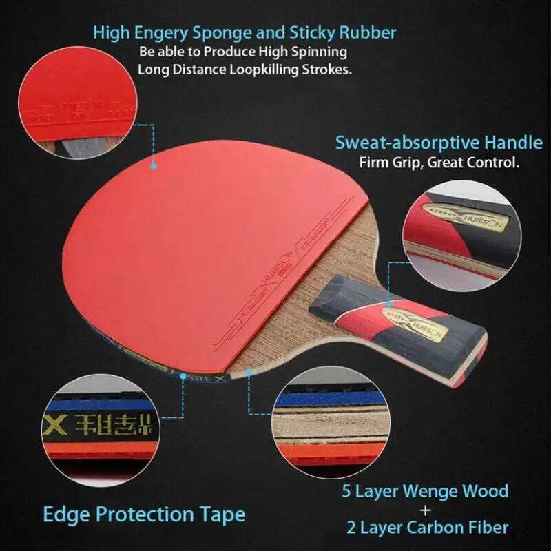 Huieson Wenge Carbon Fiber Blade 6 Star Table Tennis Sticky Pimples-in Rubber Super Powerful Ping Pong Racket Bat