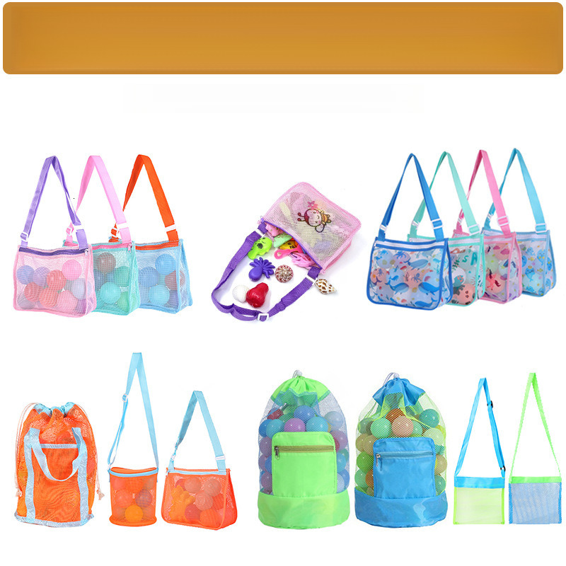 Children's Shell Collection Toy Organizer Foldable Beach Mesh Storage Bag
