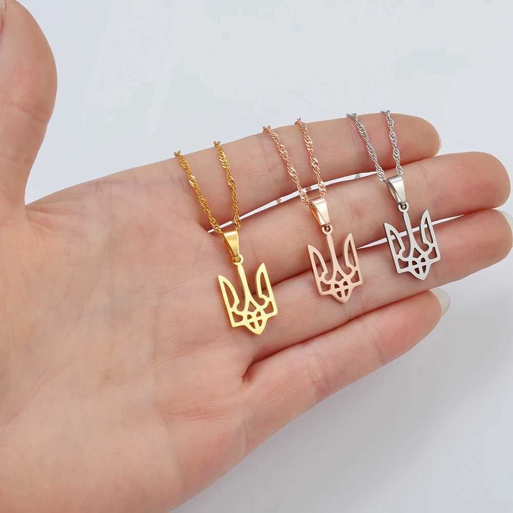 Anniyo Ukraine Flag Pendant Necklaces Ukrainian Jewelry Gold Color/Silver Color/Rose Gold Plated # 272821 W250618