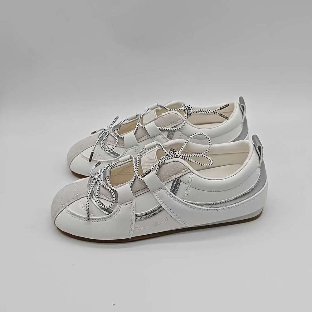 Women'S 2025 New Arrival Ballet-Inspired Low-Top Sneakers - Comfortable Lace-Up with Toe, PU Cover Upper & Rubber Sole, Summer Versatile Shoes fo
