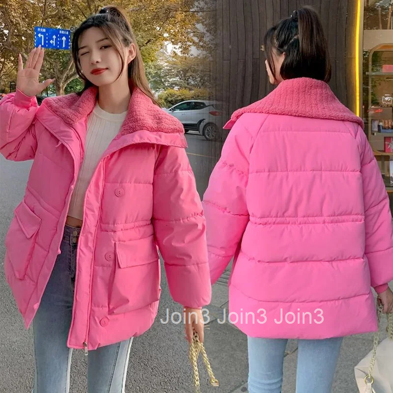 Loose Casual Solid Color Jackets Modern 2025 Trend Korean Style Clothing Parkas Woman Great Discount Luxury Down Coats for Women