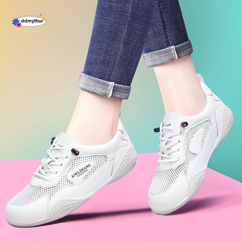 Genuine Leather Flat 2025 New Spring Summer Lightweight Comfortable White Versatile Not Tiring Casual Shoes for Women ddmythur