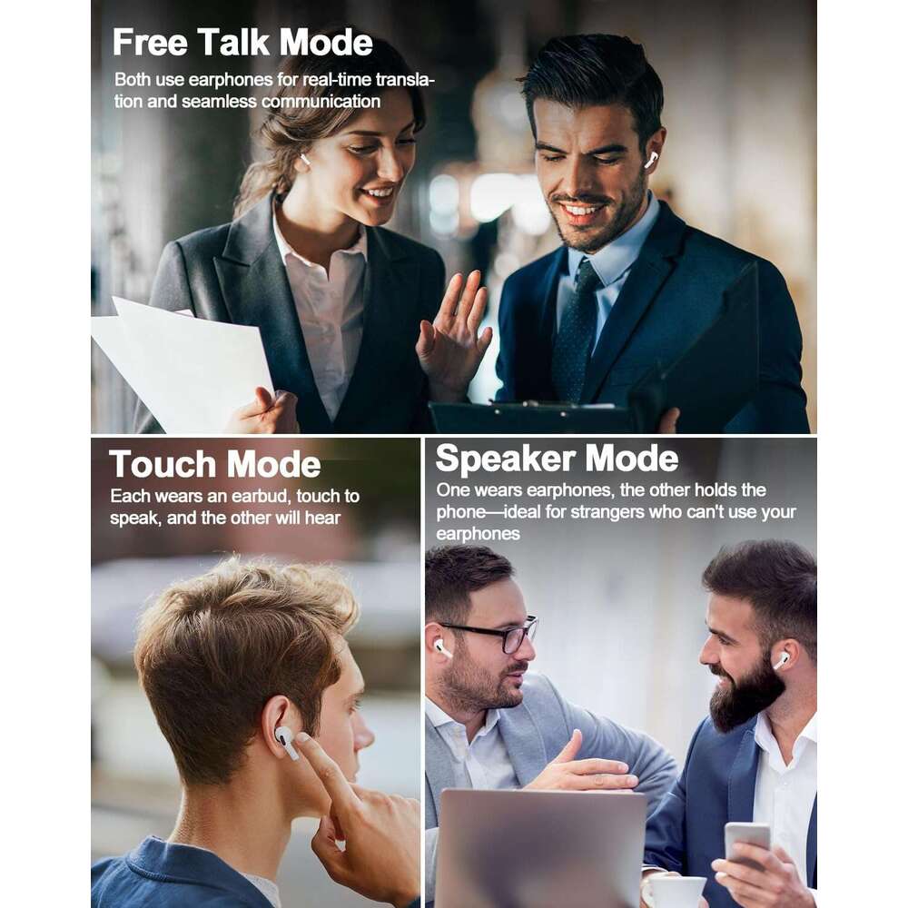 AI Earbuds,144 Languages Device and Accents 8 Offline Translation, Two-Way Translator Earphones for Language Learning/Travel/Business