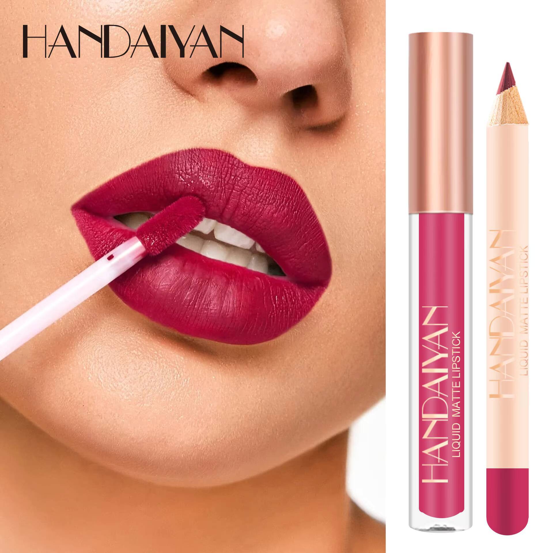 Matte Nude Brown Lipliner Pencil Lipsticks 12 Colors Lip Contour Kit Waterproof Non-sticky Sexy Velvet Red Lipgloss Makeup Tool happy