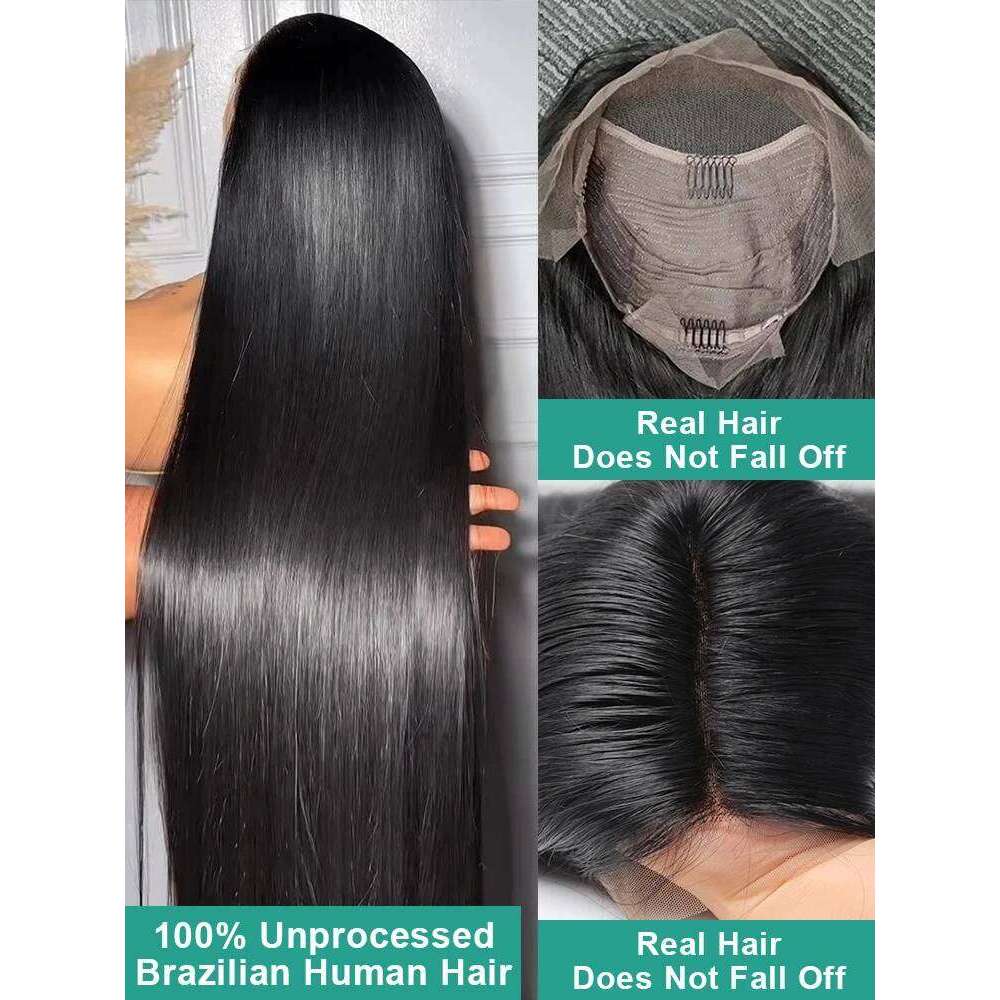 YKB HD Transparent 5x5 Closure Bone Straight 40 44 Inch 13x4 Front Wig 13x6 Lace Frontal Human Hair Wigs For Women