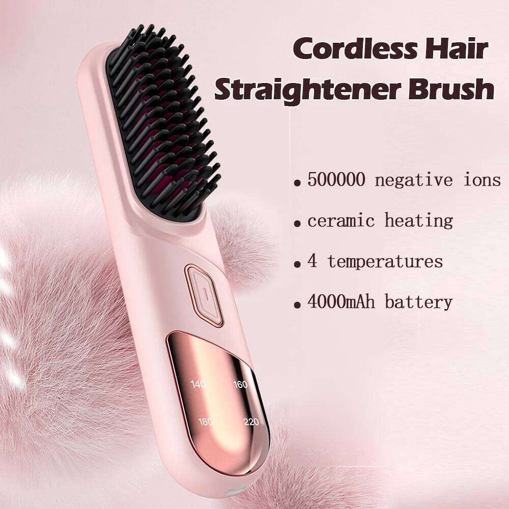 Portable Brushes Wireless Hair Straightener Brush Mini Electric Straightening Negative Ion Thermal Comb