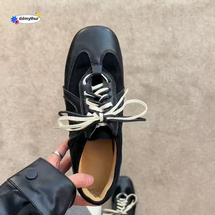 2025 Spring and Autumn Black German Training Lace-up Agan Women's Hidden Heel Casual Sneakers Sports Shoes Trendy ddmythur