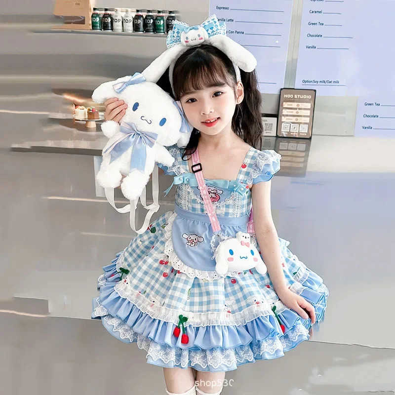 Sanrio Sanriou Cinnamoroll Childrens Dress Anime Girls Clothes Lolita Kawaii Performance Costume Puffy Skirt Princess Birthday GiftXJ250618