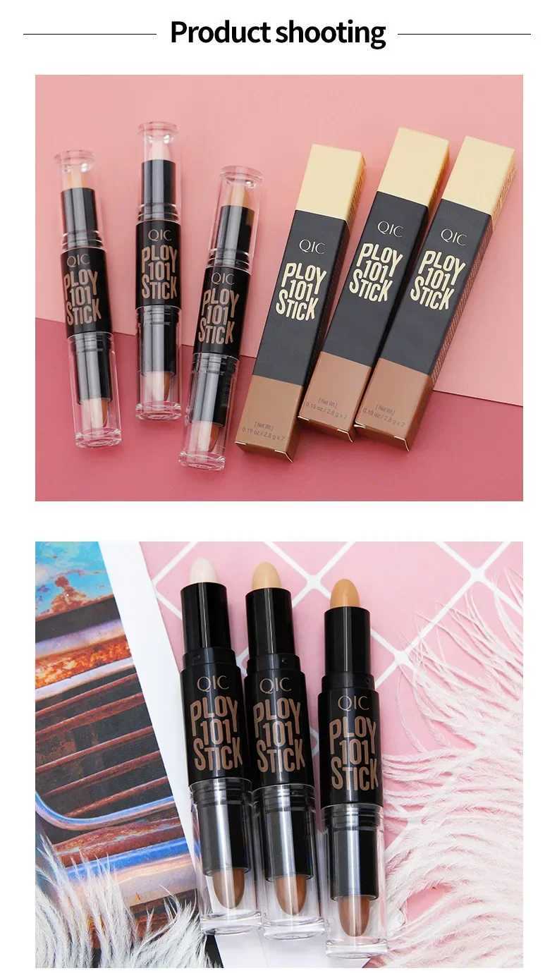 QIC Double-headed Concealer Stick Three-dimensional Repair Volume Brighten Face Highlight Concealer Pen Color Repair Makeup XJ250618