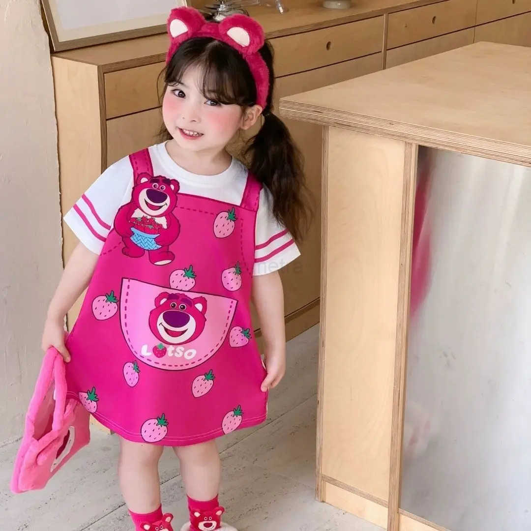 Sanrio Cute Casual Girls Dress 2025 Summer Children Cartoon Sanrio Short Sleeve Kuromi Dresses Toddler Sweet Princess Dresses ClothesXJ250618