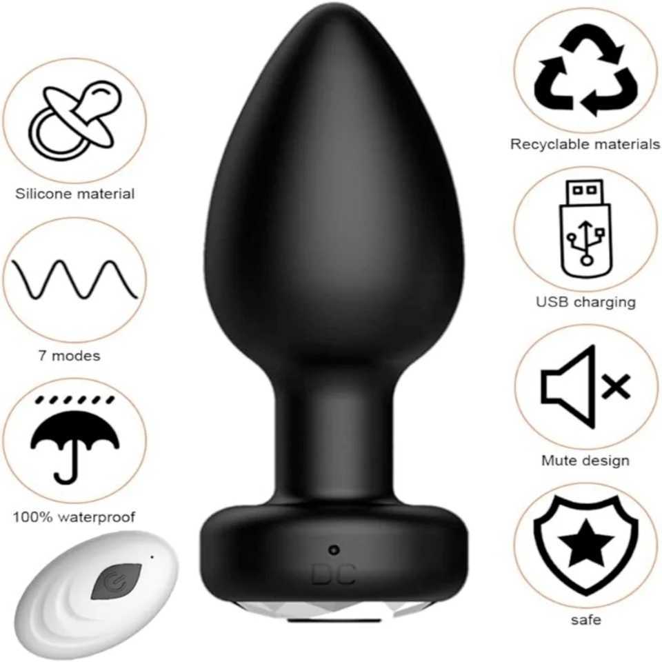 10 modes of anal vibrator made of silicone material black ultra-high frequency USB connection remote control 10 modes of fr XJ250618