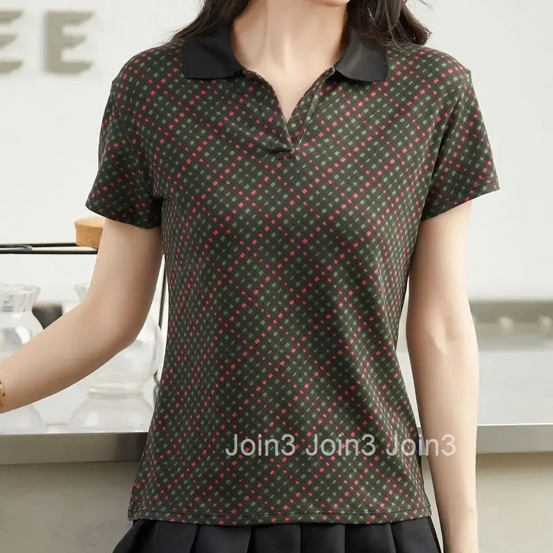 Woman Tshirt Flower Polo Neck T Shirt for Women Short Sleeve Womens T-shirt with Collar Cheap Clothes Y2k Fashion Pulovers 2025