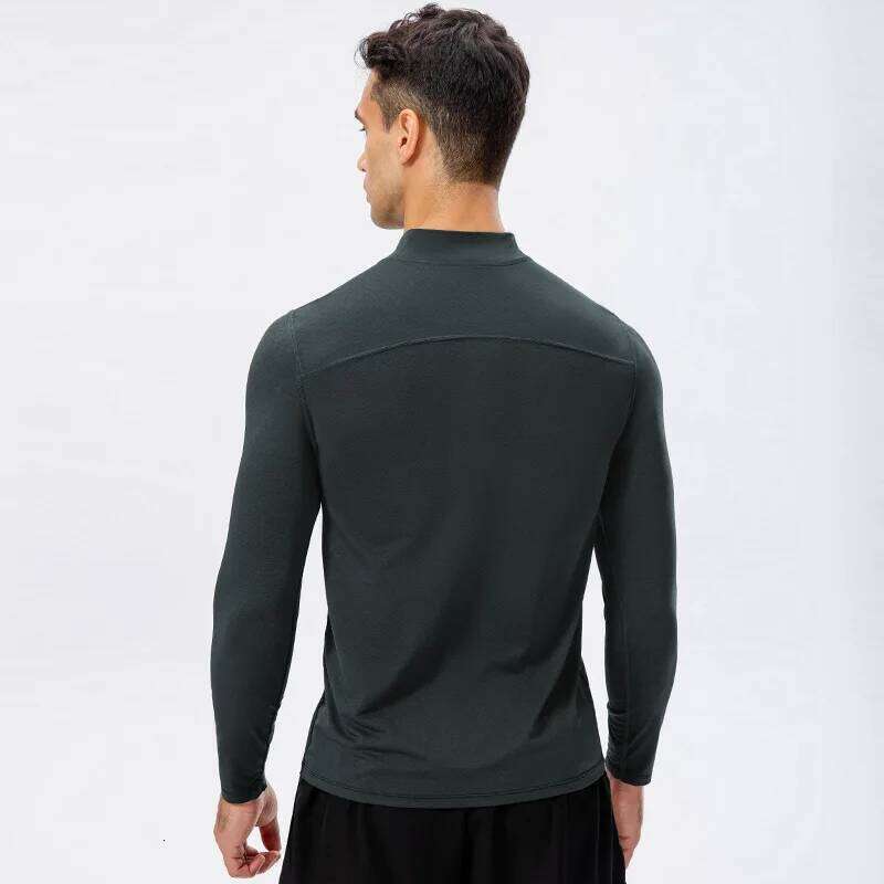 Men's Quick-Dry Long-Sleeve Running Shirts for Autumn Fiess, Ustad Training Sweatshirt with Half-Zip, Base Layer Underwear