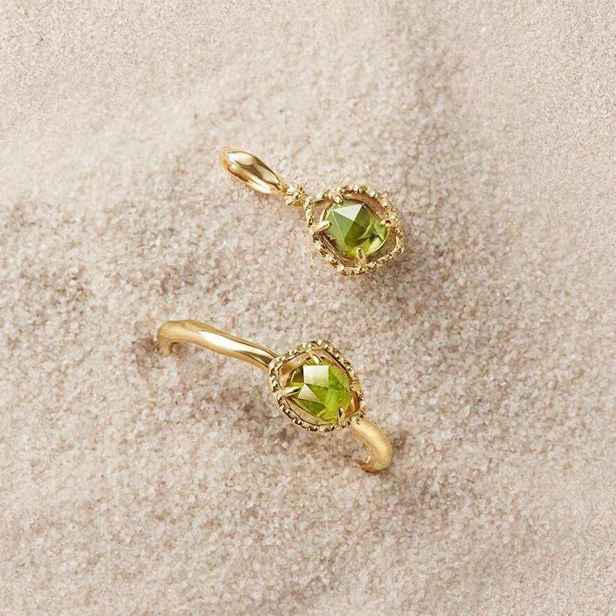 Peridot for Women Fresh Cute Irregular Simple Gold-Plated Ring High-End Adjustable Band