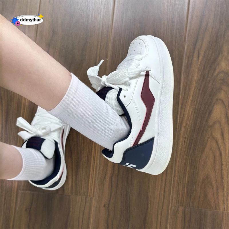 Zhao Lusi Style Burgundy Thick-Soled Bread Shoes Women, Ins Trend 2024 Autumn Versatile Casual Sneakers for Women ddmythur