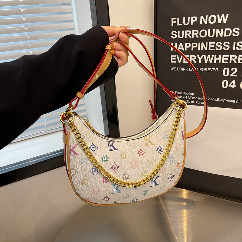 Free shipping 2025 new design elegant party women's shoulder bag fashionable printed chain crossbody bag