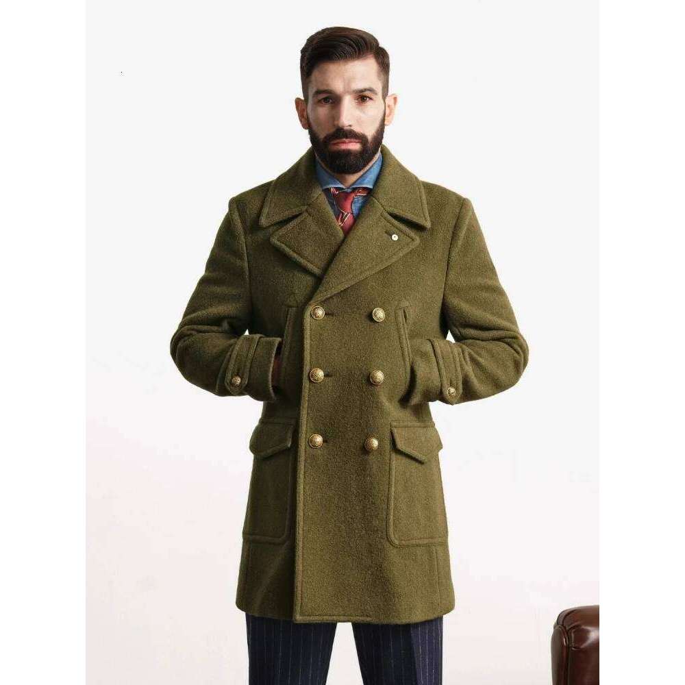 Brand Men Overcoat Wool Coats Jacket Double-Breasted Windbreaker Slim Trend Solid Outerwear Mens Coat Design New