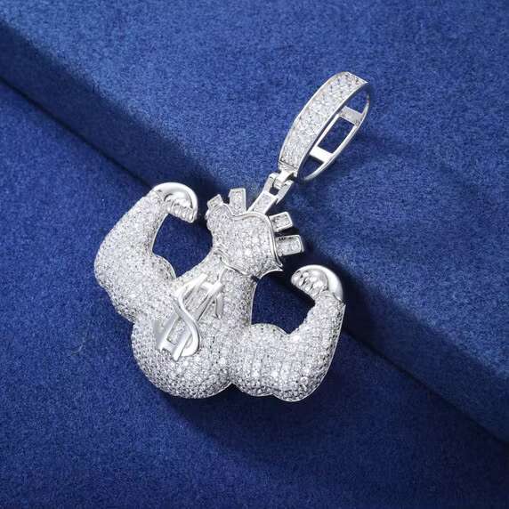New Arrival 925 Silver Iced out Dollar Sign Money Bag Pendant Hip Hop Style Moissanite Jewelry Necklace for Men and Women
