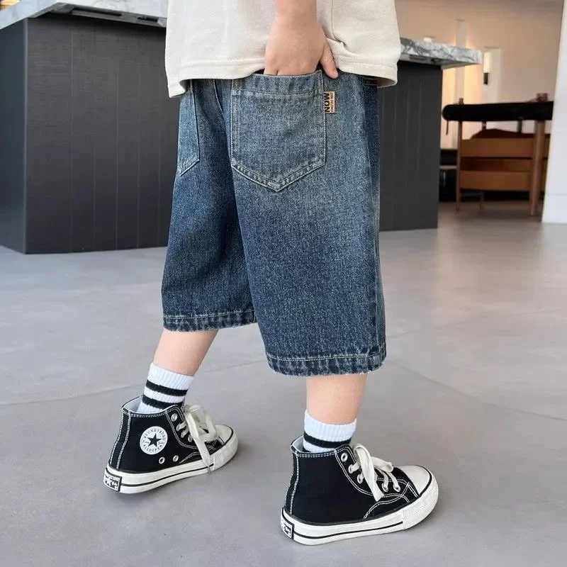 2025 Summer Pants Teenage Boys Shorts New Cotton Thin Gradient Color Denim Shorts Children Short Jeans Clothing for Junior BoyC250617