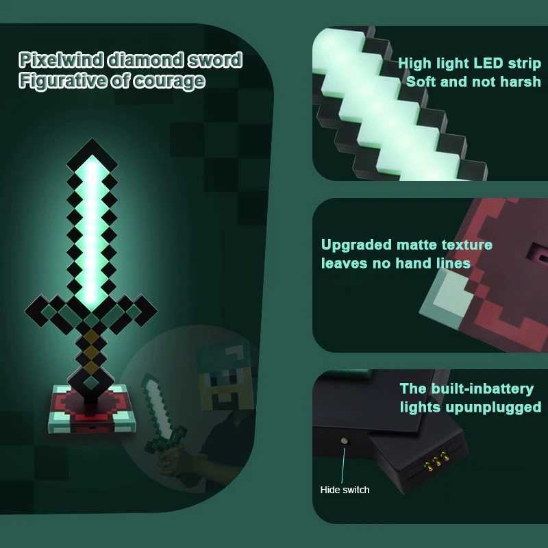 New World Diamond Sword Night Light Ornament Color Changing Sword Game Accessories Gift Model Desk Lamp Z250618
