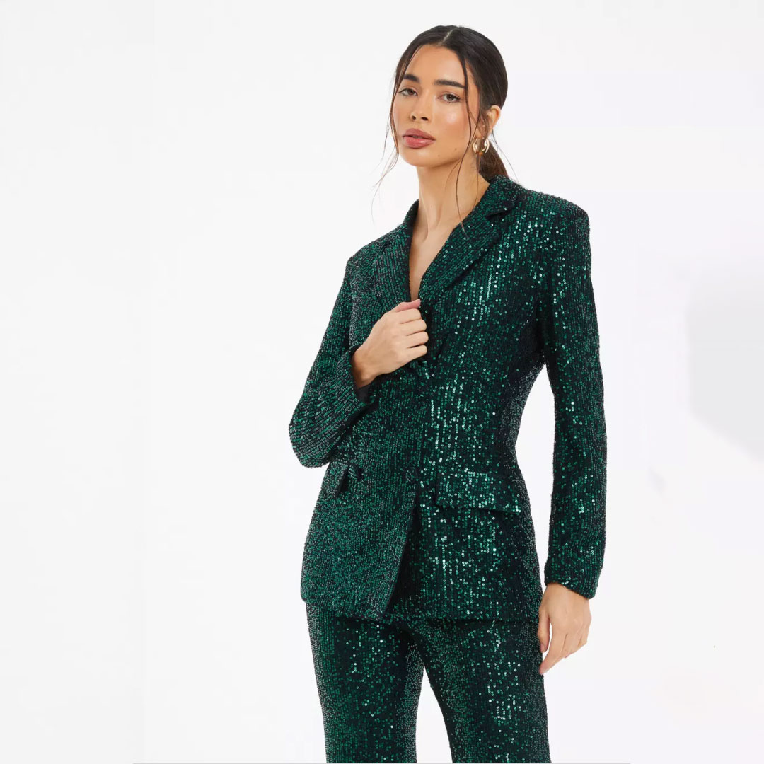 New Women Suits Prom Gowns 2-Pieces Coat Pants Special Occasion Dresses 3D Sequins Lace Side Slit Evening Dresses Customized Vestido De Novia