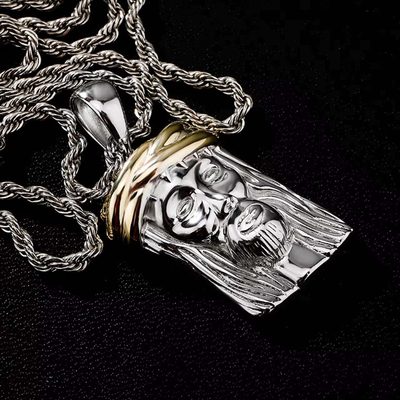Handmade Custom Solid 925 Sterling Silver Jesus Pendant Necklace Personalized Jewelry with Moissanite Charm