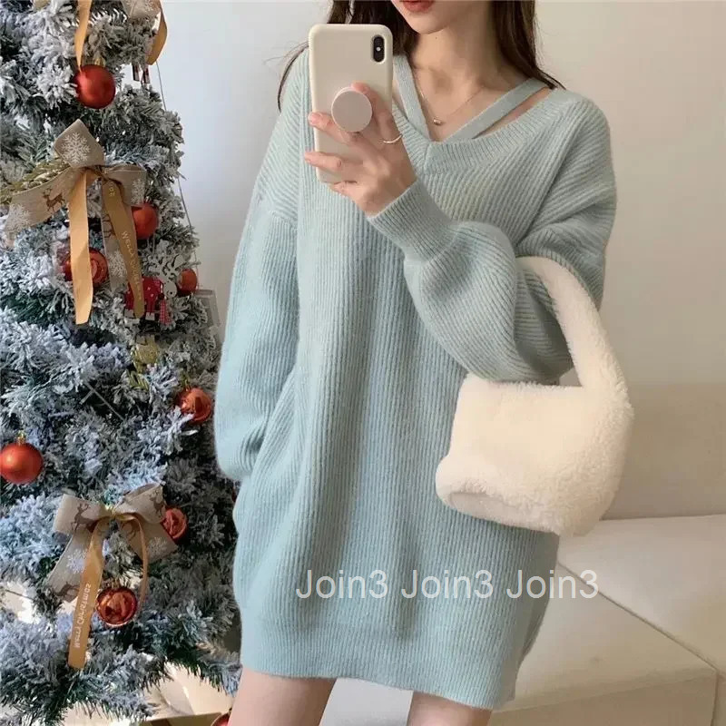 Black V Neck Pink Coquette Ladies Pullovers Basic Clothes Aesthetic Smooth Korean Style Womens Knit Sweater Sueters De Mujer