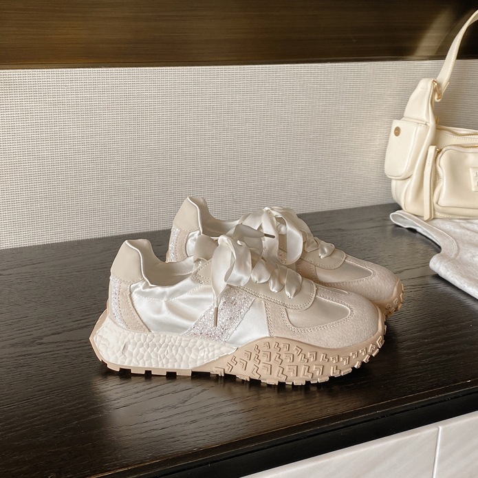 2025 New Winter Thick-Soled Dad Shoes Women's Leather Casual Sneakers Campus Korean Style