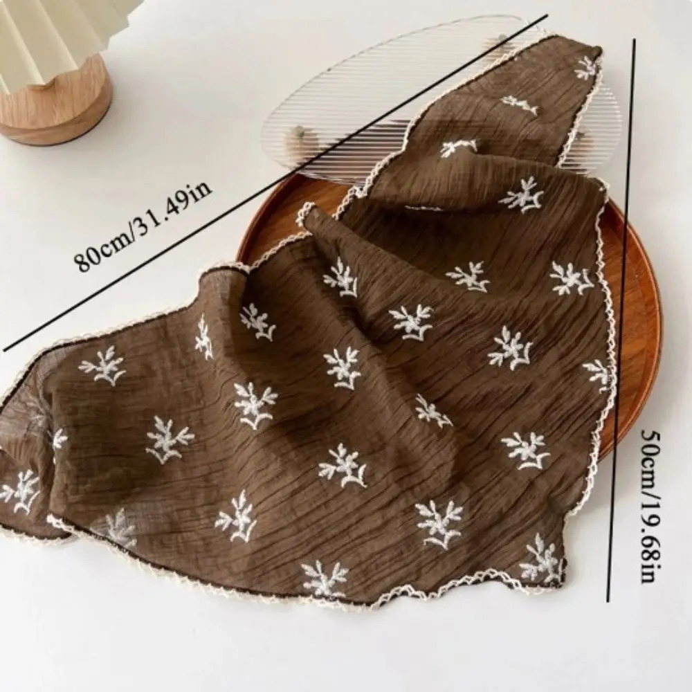 Fashion Pastoral Style Floral Lace Hair Scarf Sweet Triangle Cotton Linen Hair Band Headband Soft Wrap Bohemia Bandana Beach 250617