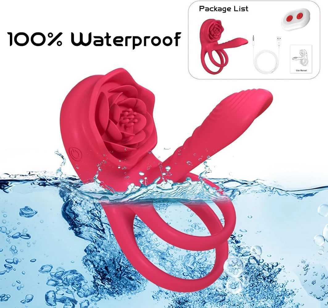 Rose Penis Ring Cock Ring Vibration Toy Female G-spot Clitoral Stimulation Male Penis Ring Cock Ring for Adult Sex Toy Couple W250618