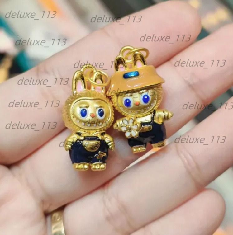 2D Cartoon Doll Labubu ~ Couple Necklace Light Small Pendant Niche Fashion Clavicle Chain