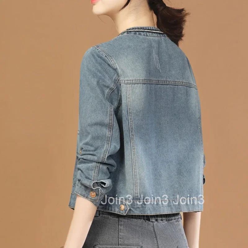 Denim Jacket for Women Loose Cowboy Coat Woman Long Sleeve Patchwork Designer Streetwear Harajuku Cowgirl Clothing Low Price