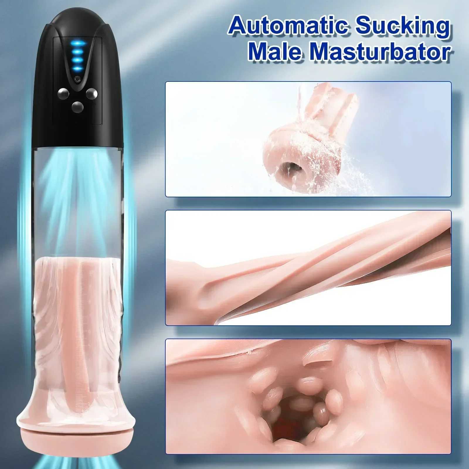 61830cm Electric Penis Pump with Pocket Pussy Automatic Enlargement Extender Vacuum Male Masturbator Adult Sex Toys for Men W250618