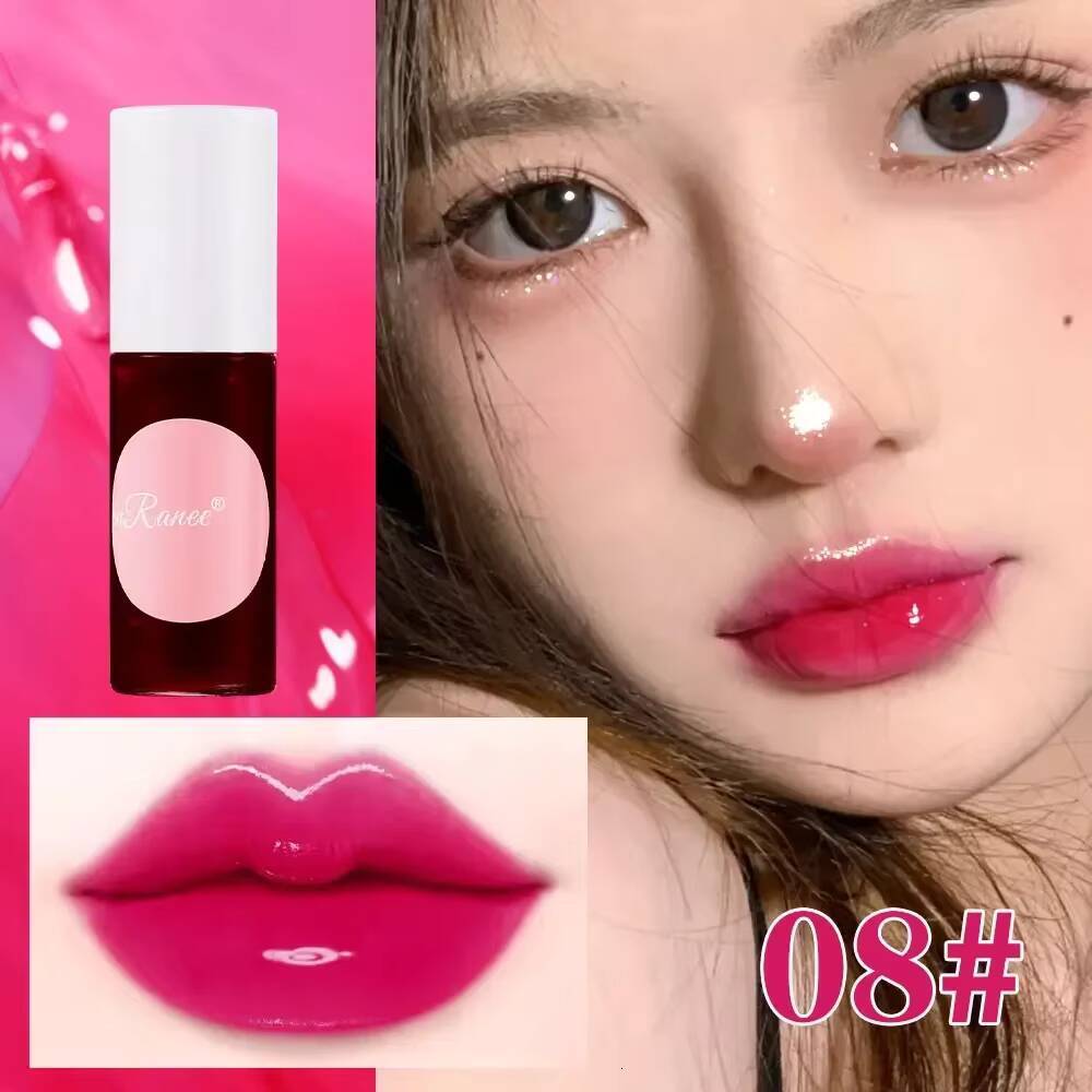 Mini 10 Colors Liquid Lip Gloss Waterproof Non-stick Long Lasting Sexy Red Mirror Glass Moisturize Lipstick Water Rouge Makeup happy