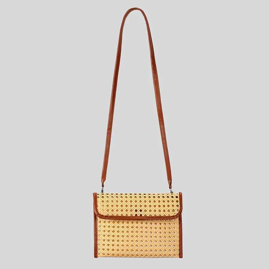 Fashion Imation Rattan Hollow Clutch Bag for Women Woven Shoulder Crossbody Bags Casual Summer Beach Bag 2025 Z250618