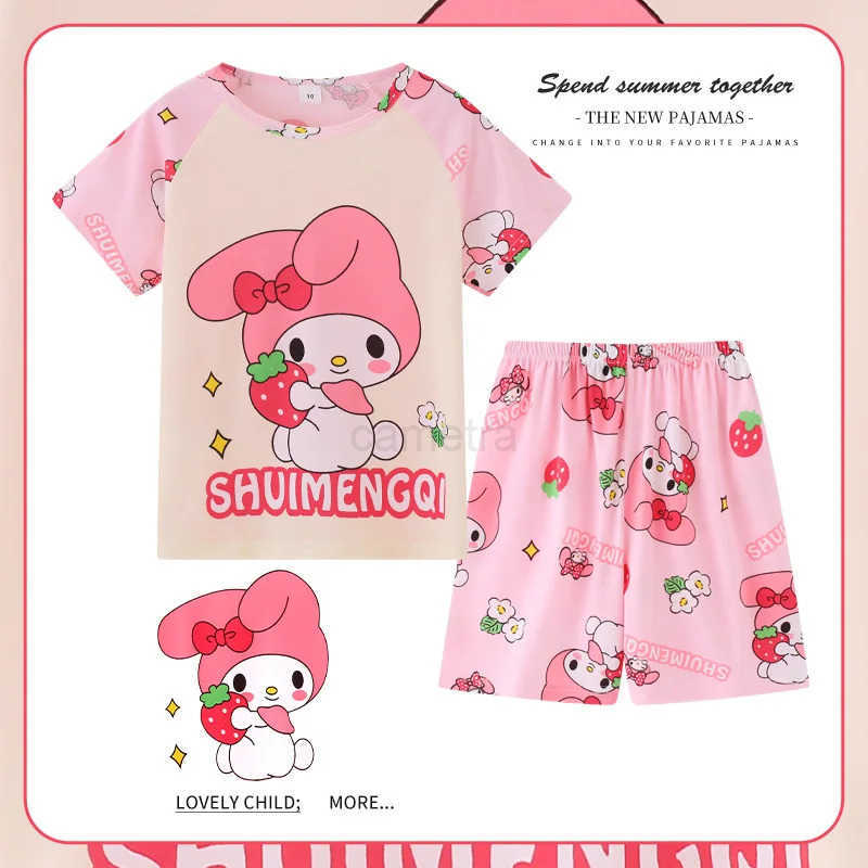 Sanrio Cinnamoroll Pajamas Set for Kids Cartoon Kawaii Monster Sleepwear Baby Short-sleeve Girls and Boys Home Thin Clothes Set SummerXJ250618XJ250618