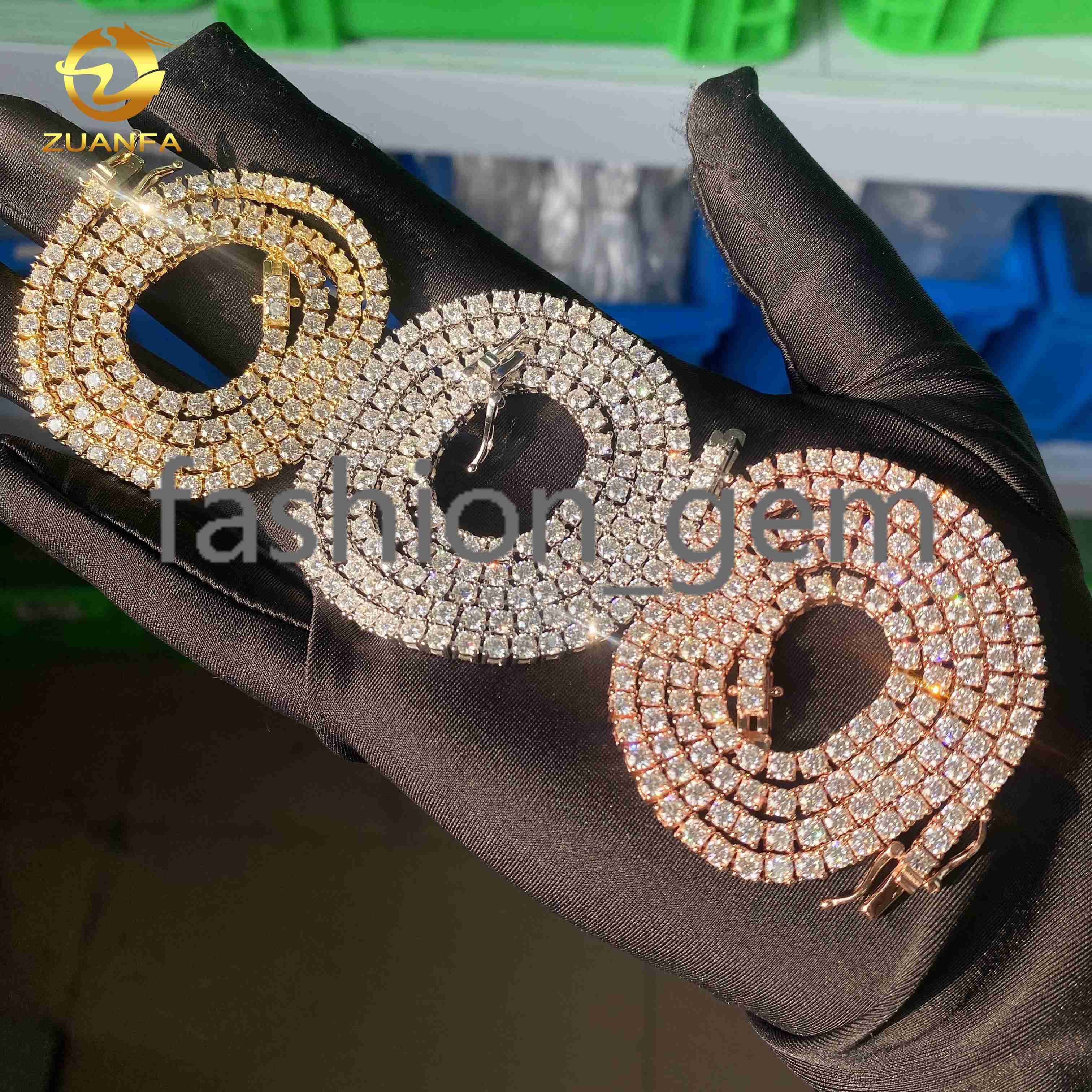 925 Silver Hip Hop Tennis Choker Chain Iced Out Jewelry 2mm 3mm 4mm 5mm 6.5mm VVS Moissanite Diamond Chain Tennis Necklace