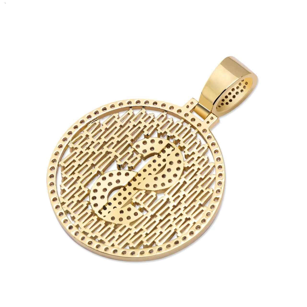 Luxury Hip Hop Style Bling Baguette Large Pendant Dollar Sign Necklace Moissanite Necklaces for Men and Women