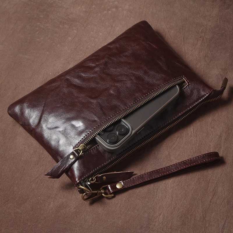 GURO High Quality Mens Real Leather Clutch Designer Money Pouch Casual Business Handbag Underarm Bag Portable Wristlet Bag Z250618
