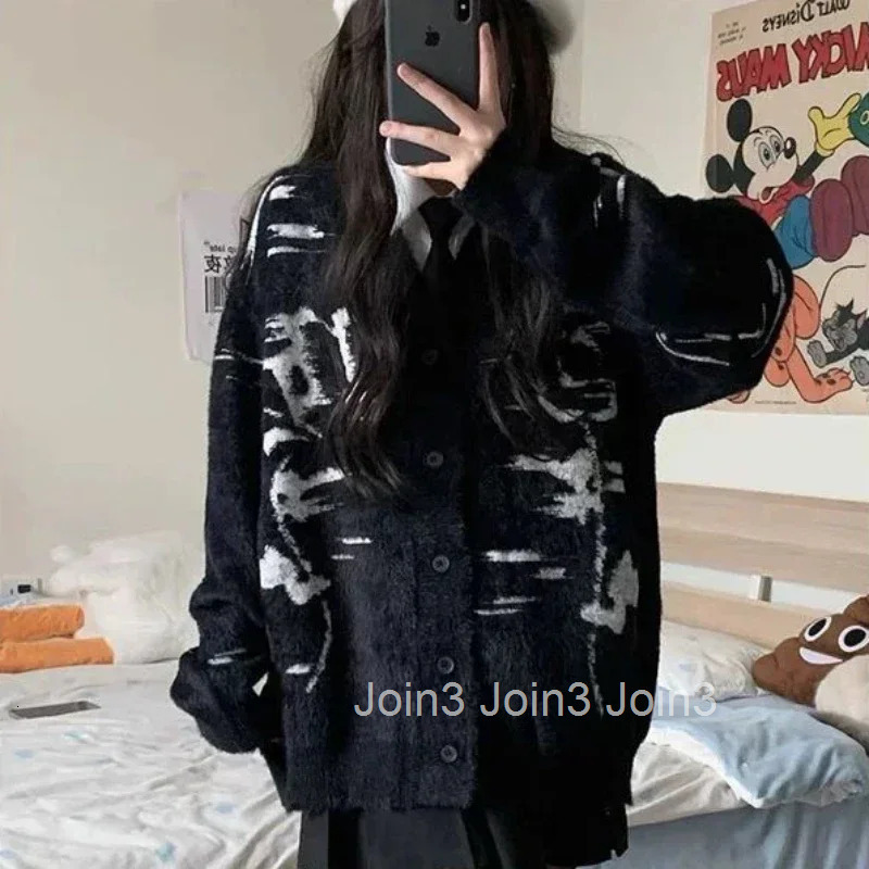 Womens Sweater Black Knit Tops For Woman Striped Cardigan Autumn Winter 2025 Cheap And Elegant Classy Offers Warm Jersey Jumper
