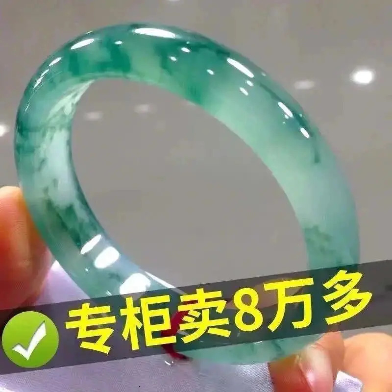 Light Green Jade Bracelet Fashion Accessories Jadeite Natural Charm Jewelry Women Men Handcarved Round Bangle Hand Ring 250618